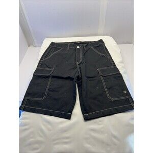 True Religion Cargo Shorts Knee Length Jet Black SZ 34 Men New w/Tags